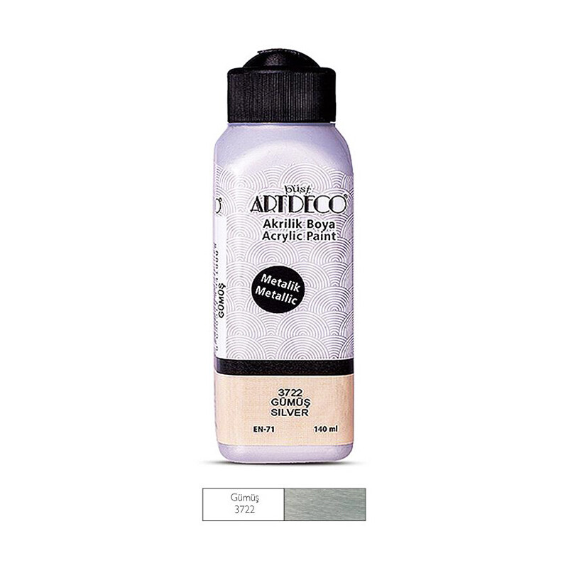 Artdeco 071R-3722 Metalik Akrilik Boya 140ML Gümüş - 1