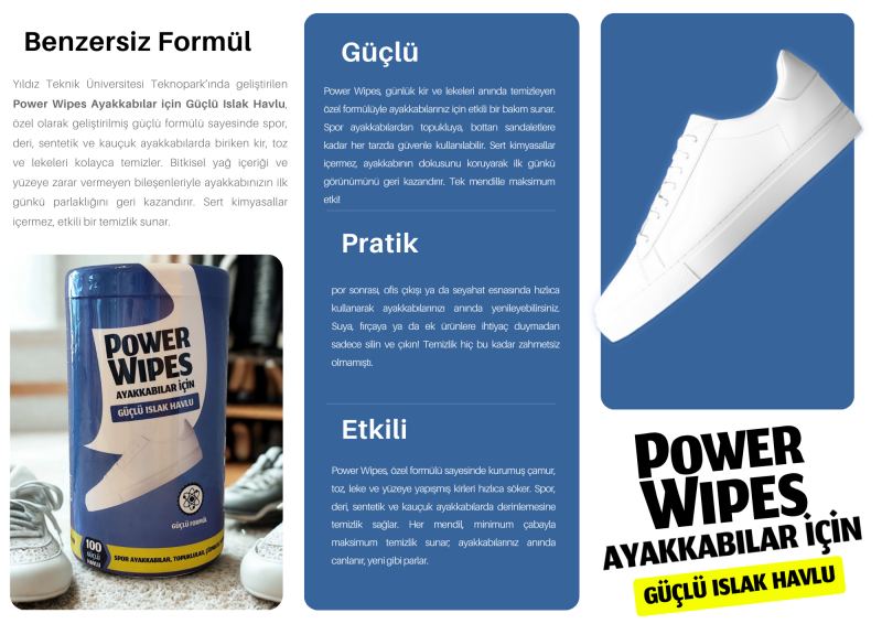 Power Wipes Ayakkabılar İçin Güçlü Islak Havlu 100 Adet - 2