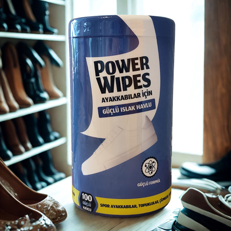 Power Wipes Ayakkabılar İçin Güçlü Islak Havlu 100 Adet - 1