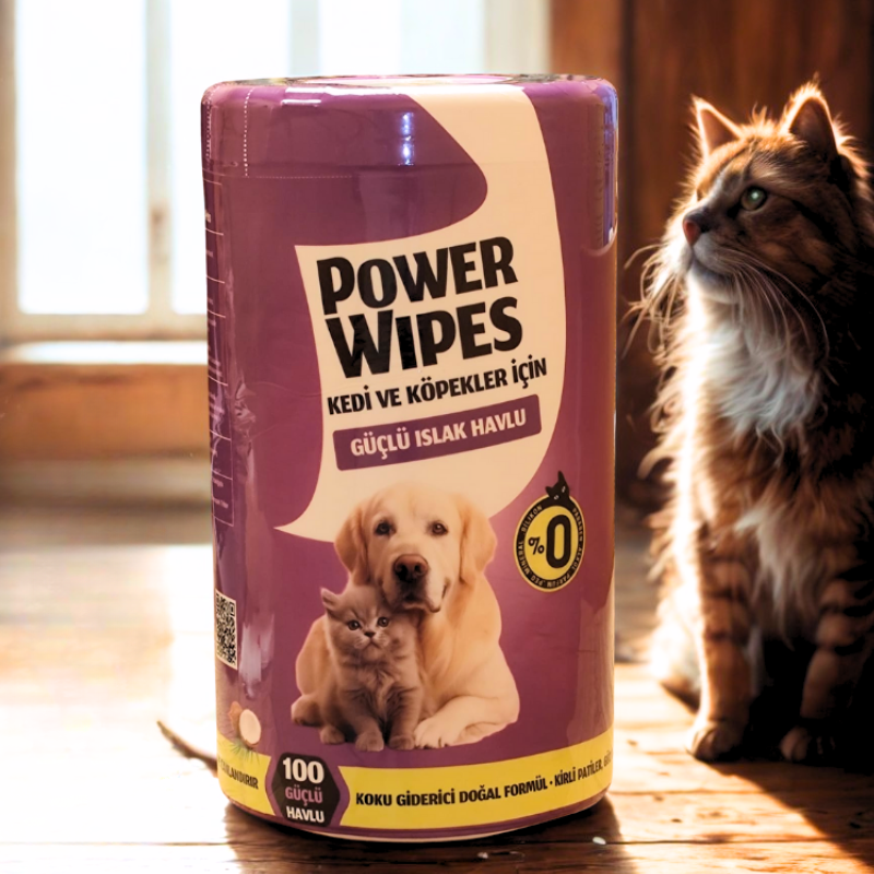 Power Wipes Kedi ve Köpekler İçin Güçlü Islak Havlu 100 Adet - 1