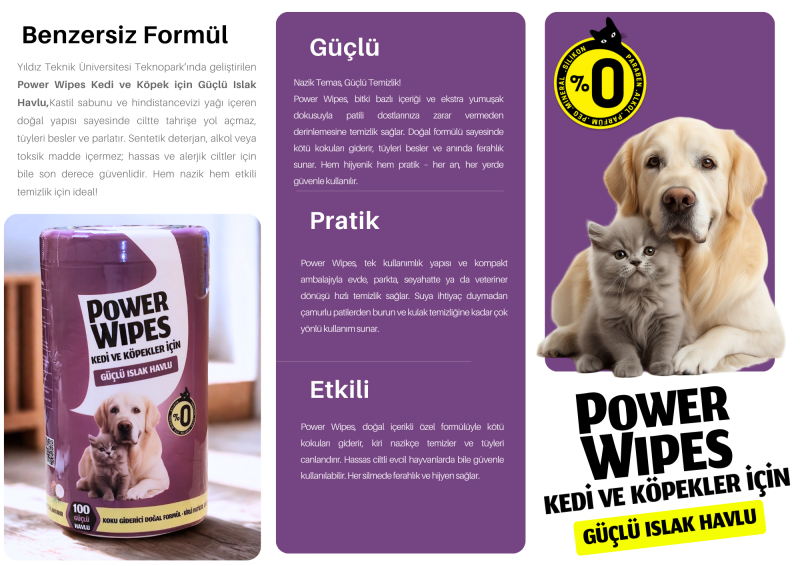Power Wipes Kedi ve Köpekler İçin Güçlü Islak Havlu 100 Adet - 2
