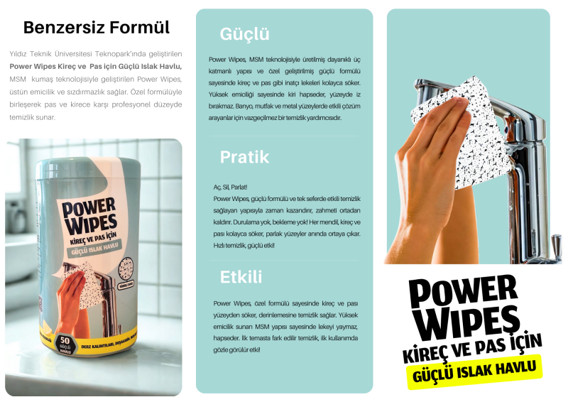 Power Wipes Kireç ve Pas İçin Güçlü Islak Havlu 50 Adet - 2