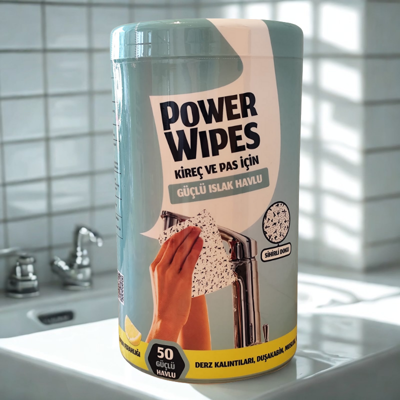 Power Wipes Kireç ve Pas İçin Güçlü Islak Havlu 50 Adet - 1