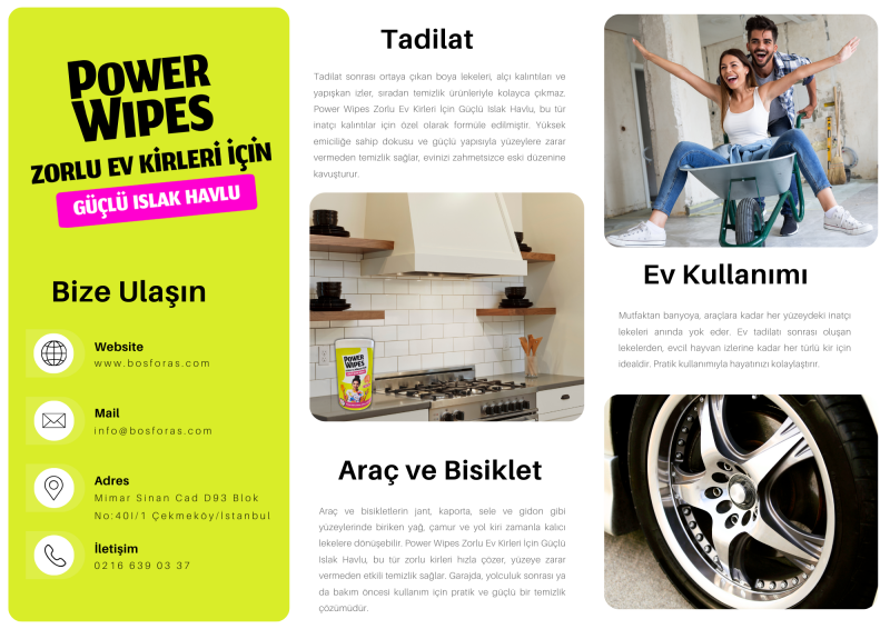 Power Wipes Zorlu Ev Kirleri İçin Güçlü Islak Havlu 50 Adet - 3