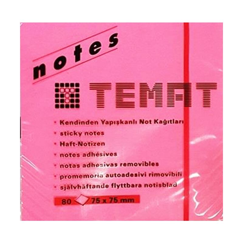 Temat 10612 Yapışkanlı Not Kağıdı75X75 Pembe - 1