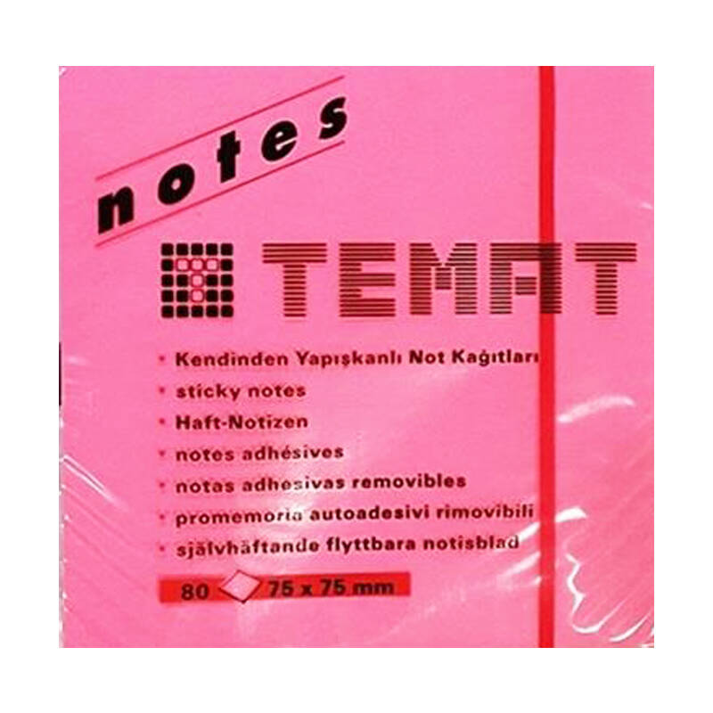 Temat 10612 Yapışkanlı Not Kağıdı75X75 Pembe - 1